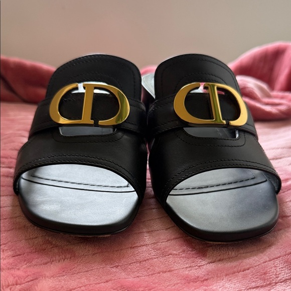 Dior Black Sandals with Gold Accents - Picture 13 of 15
